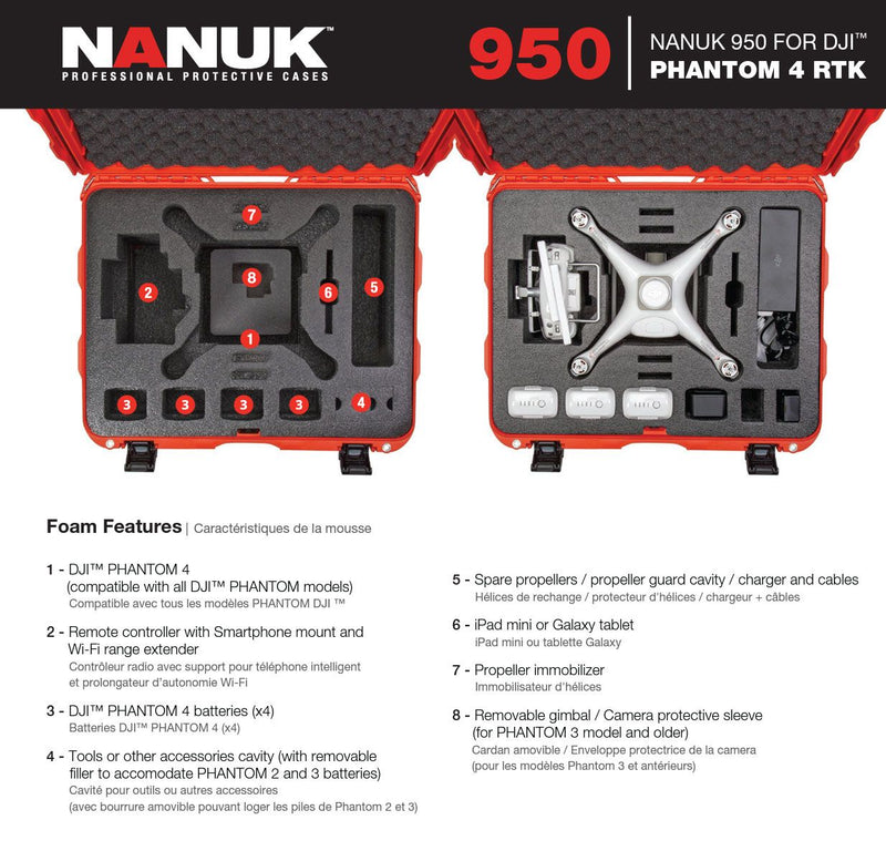 Nanuk 950 Case for DJI Phantom 4 RTK / Phantom Series (Graphite)