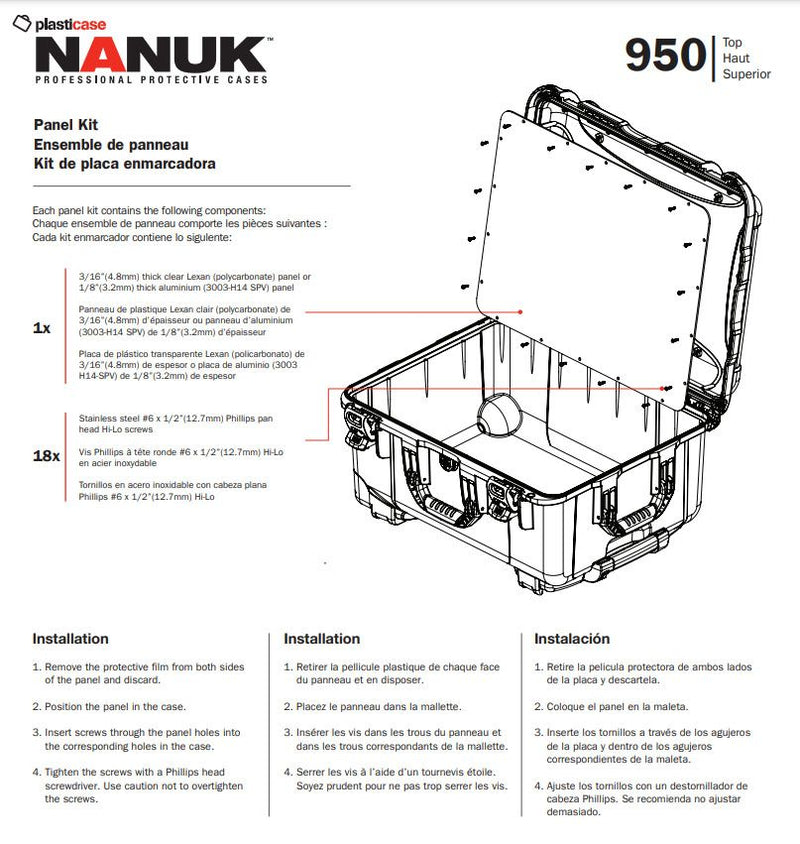 Nanuk 950 Polycarbonate Panel Kit for 950 Case (Top)