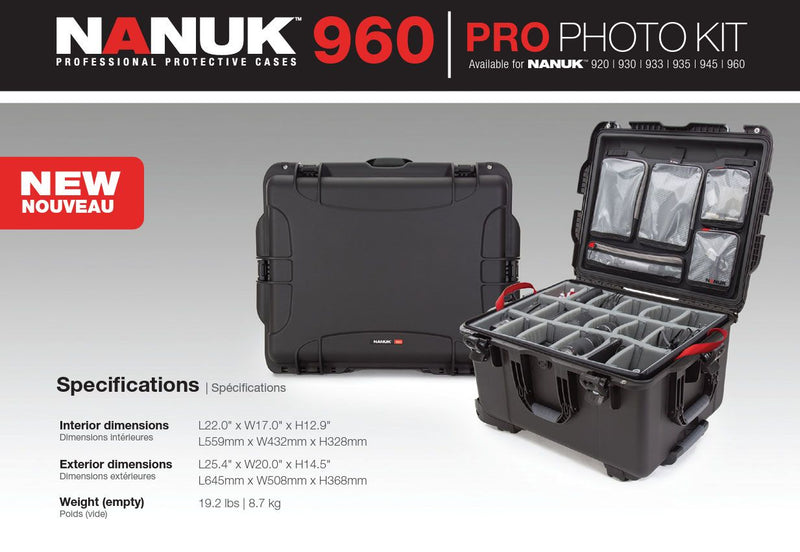 Nanuk 960 Case with Lid Organiser and Padded Divider (Orange)