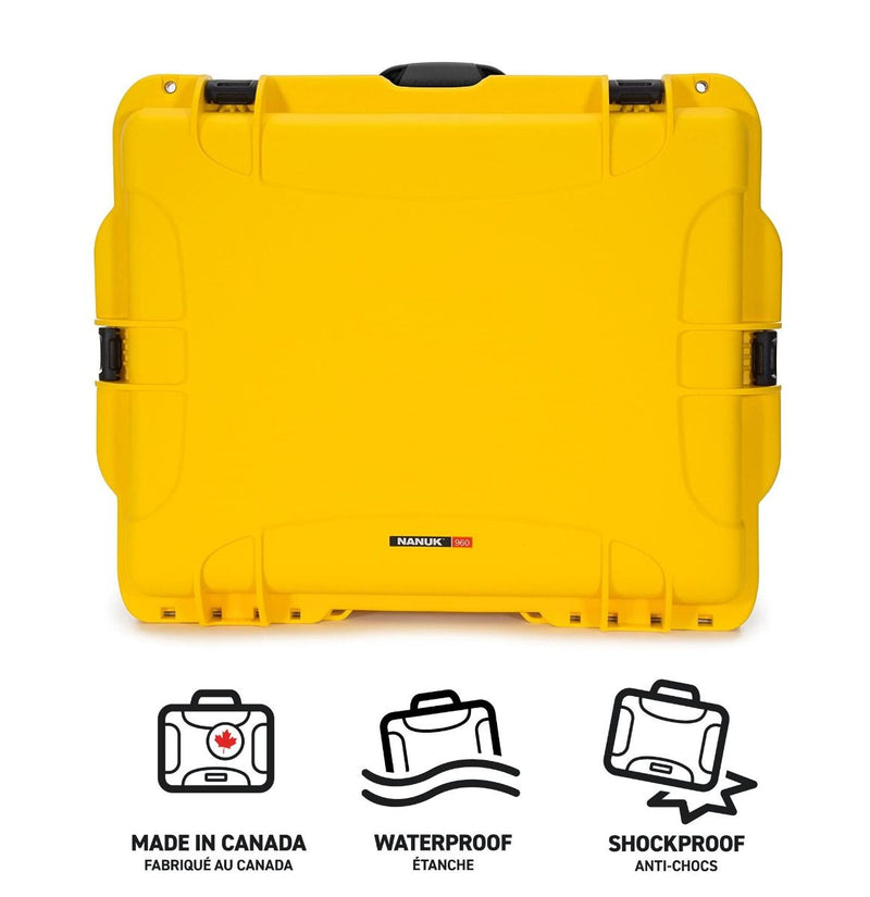 Nanuk 960 Case with Lid Organiser and Padded Divider (Yellow)