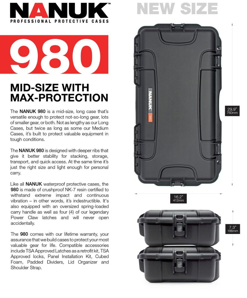 Nanuk 980 Case with Cubed Foam (Black)