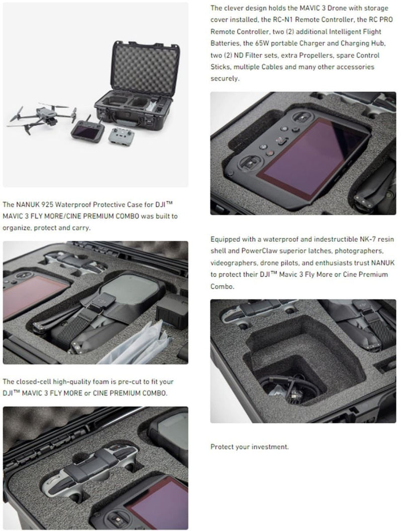 Nanuk 925 Case for DJI Mavic 3 Fly More / Cine Premium Combo (Olive)