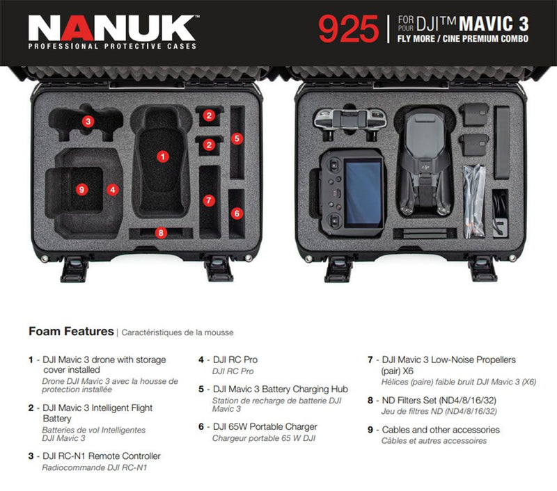 Nanuk 925 Case for DJI Mavic 3 Fly More / Cine Premium Combo ( (Graphite)