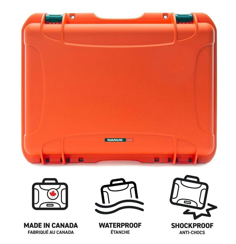 Nanuk 940 Pro Photo Case with Lid Organiser and Padded Divider (Orange)