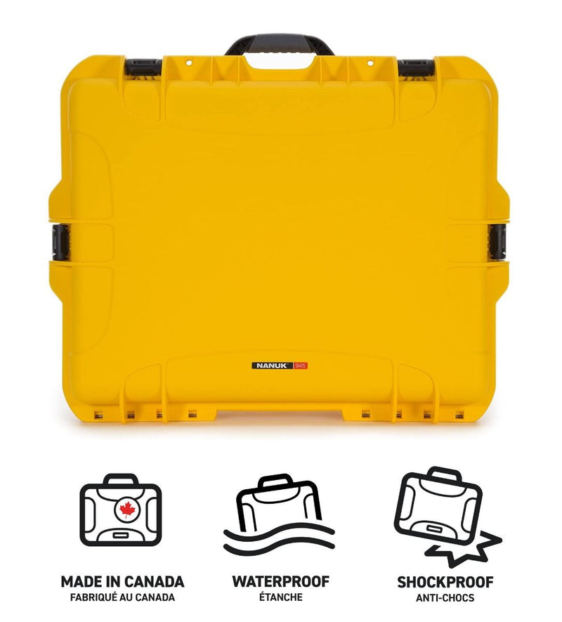 Nanuk 945 Pro Photo Case with Lid Organiser and Padded Divider (Yellow)