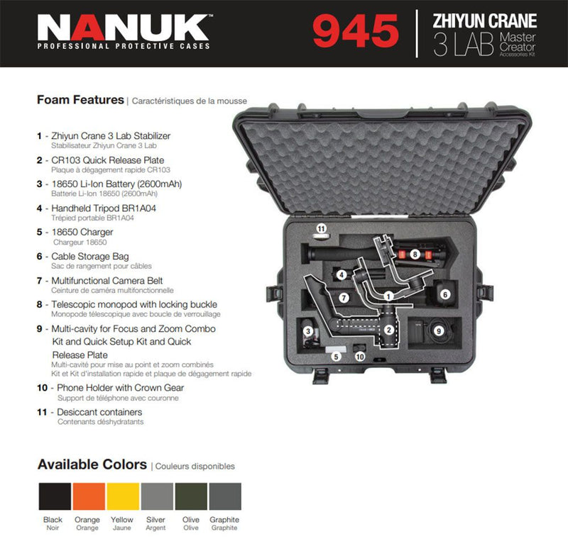 Nanuk 945 Case for Zhiyun Crane 3 Lab (Yellow)