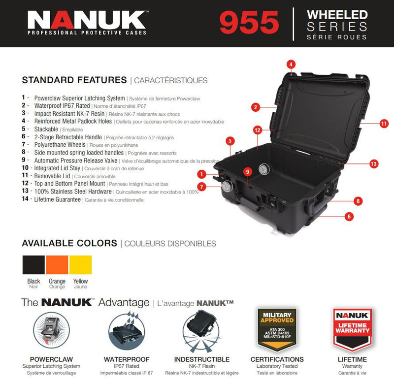 Nanuk 955 Case with Cubed Foam (Black)