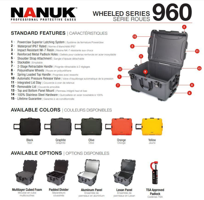 Nanuk 960 Case with Cubed Foam (Yellow)