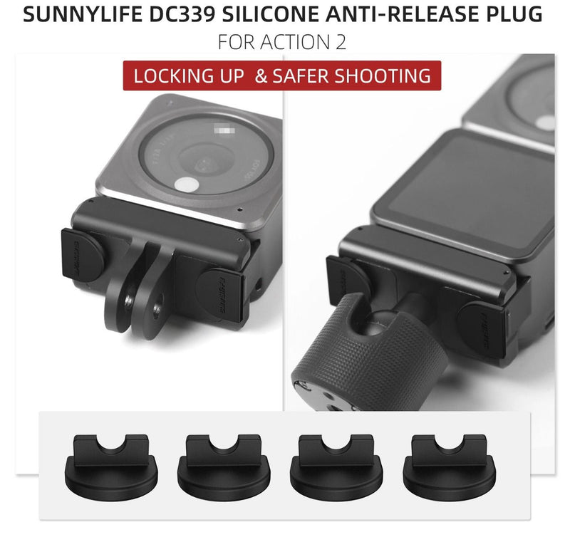 Sunnylife 4 pcs Silicone Anti-Release Safety Plug for DJI Action 2