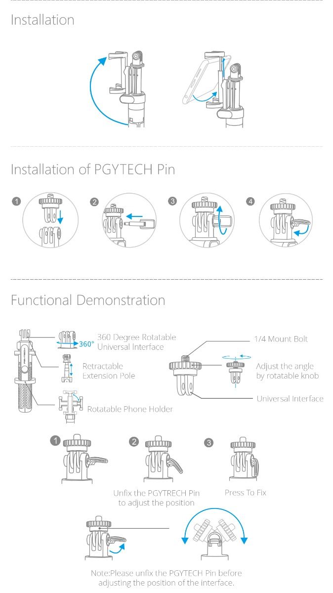 PGYTECH Action Camera Extension Pole Tripod Plus