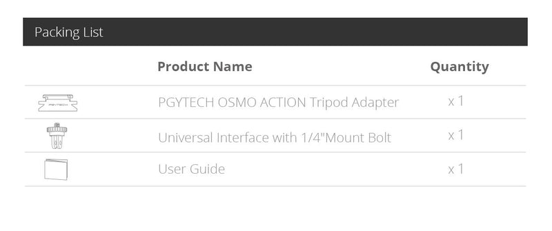 PGYTECH Tripod Adapter for  OSMO ACTION Camera