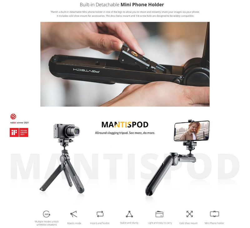 PGYTECH MantisPod Vlogging Tripod