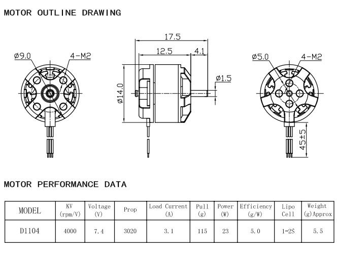 Racerstar Racing Edition BR1104 4000KV 1-2S Brushless Motor