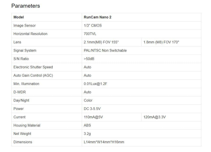 RunCam Nano 2 L18 Camera