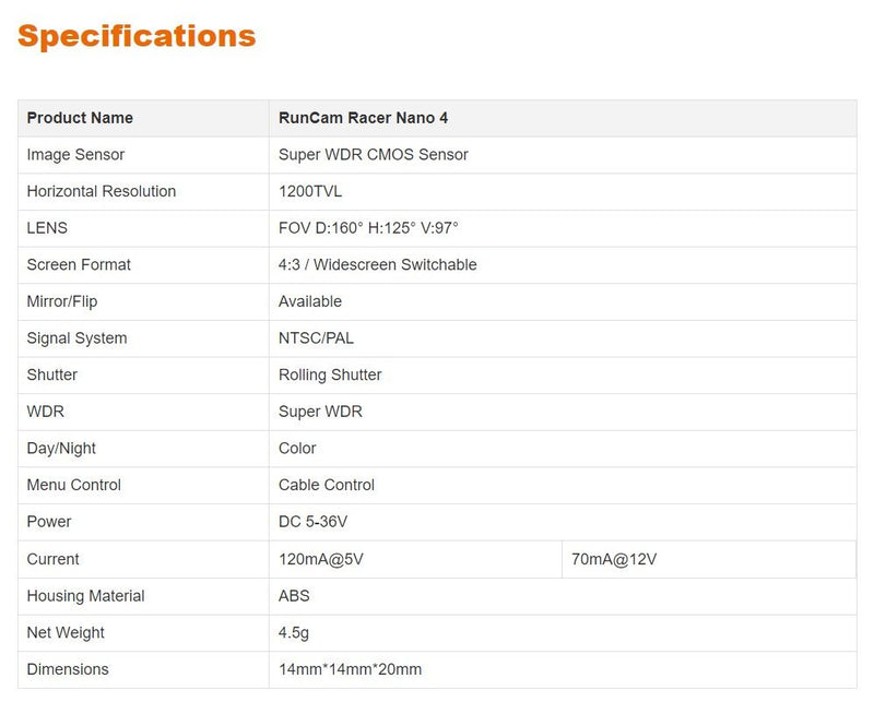 RunCam Racer Nano 4 Racing Camera