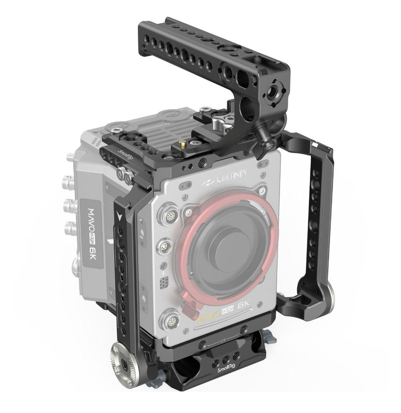 SmallRig Camera Cage Kit for Kinefinity MAVO Edge 6K/8K 3897, fully assembled with Kinefinity MAVO Edge camera and various accessories mounted.