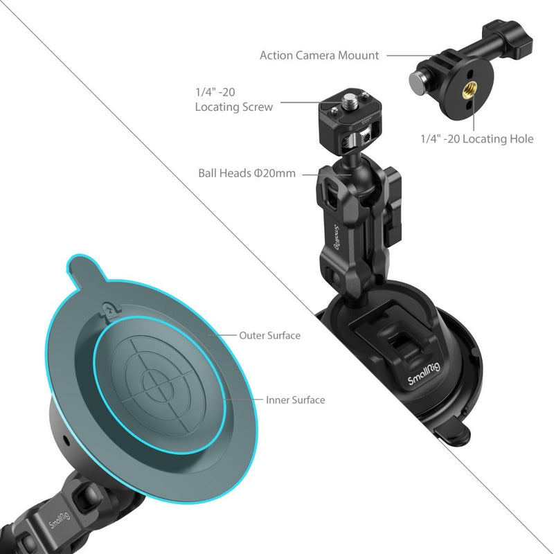 SmallRig Portable Suction Cup Mount Support Kit for Action Cameras/Mobile Phones SC-1K 4275