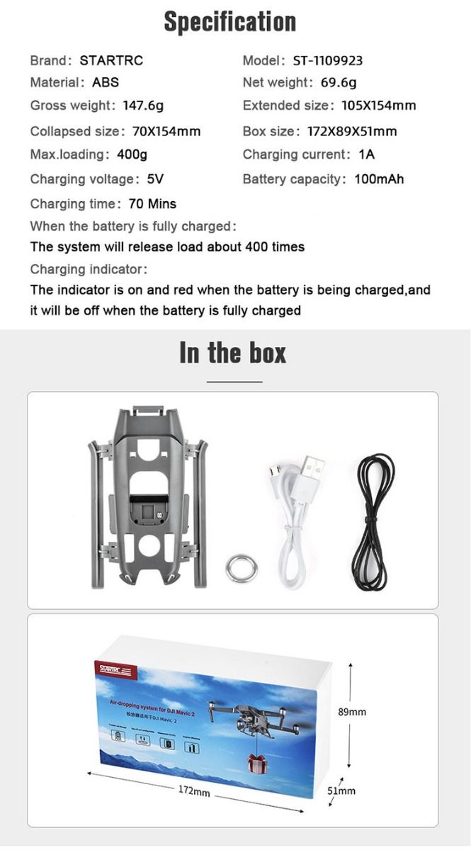 STARTRC Air-Dropping System with Landing Gear for DJI Mavic 2 Pro/Zoom