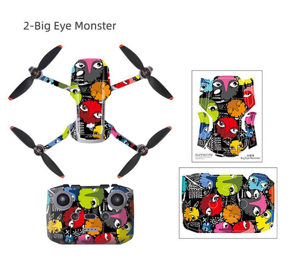 Sunnylife PVC sticker Waterproof Scratch-proof Decals Full Cover Skin for Mini 2 (Big Eye Monster)