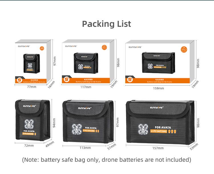 Sunnylife Li-Po Battery Safe Bag for DJI Avata (for 3 Batteries)