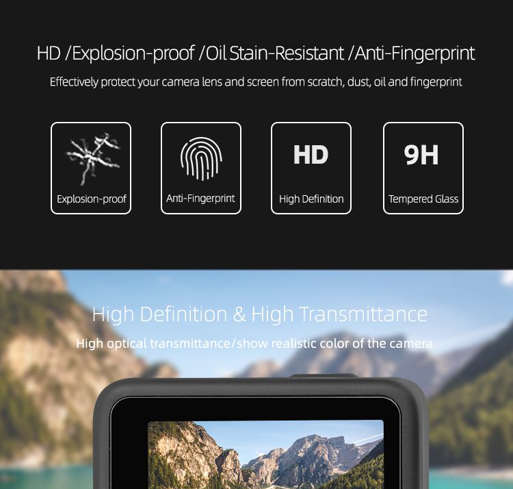 Sunnylife Tempered Glass Film Screen Protector for GoPro HERO9 Black (2+2+2)