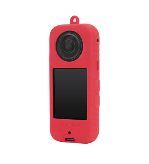 Sunnylife Silicon Protective Cover + Lanyard for Insta360 X3 (Red)