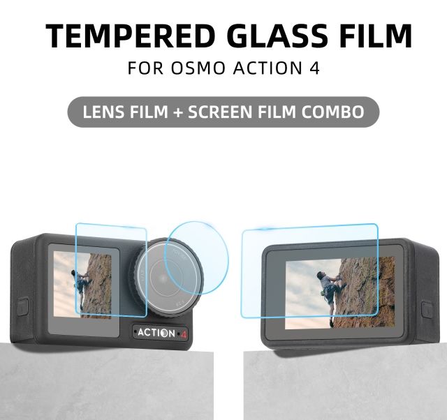 Sunnylife Lens Screen Protector Tempered Glass Film for Osmo Action 4 (2 Set Combo)