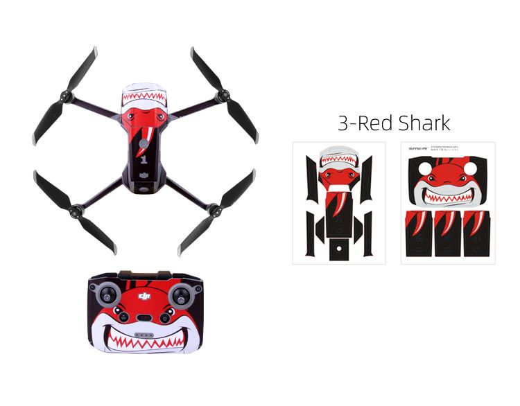 Sunnylife Protective PVC Stickers Skin for Mavic Air 2 (Red Shark)