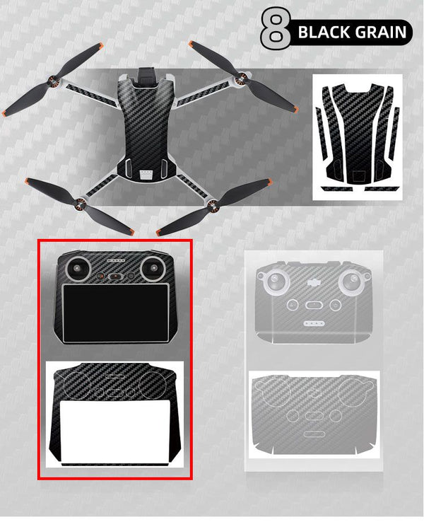 Sunnylife Skin Sticker for Mini 3 (Drone+DJI RC Remote) Black Grain