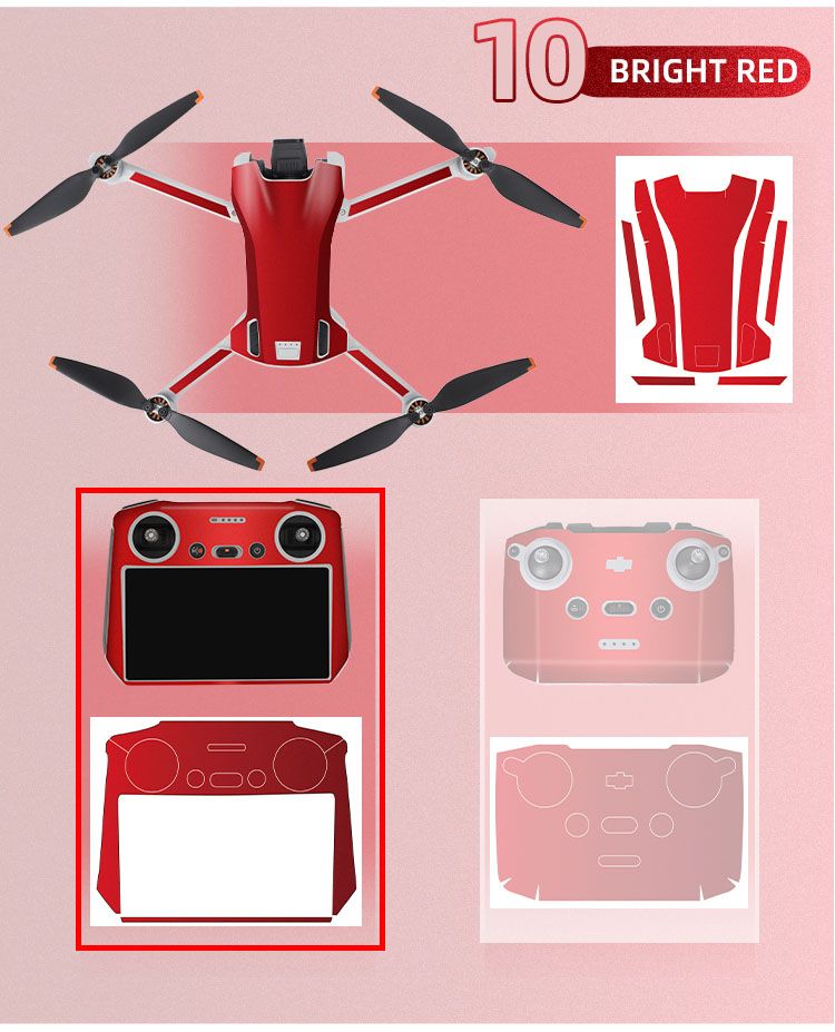 Sunnylife Skin Sticker for Mini 3 (Drone+DJI RC Remote) Bright Red