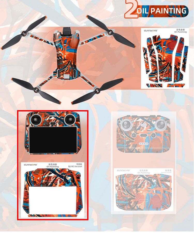 Sunnylife Skin Sticker for Mini 3 (Drone+DJI RC Remote) Oil Painting