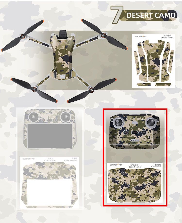 Sunnylife Skin Sticker for Mini 3 (Drone+RC-N1 Remote) Desert Camo