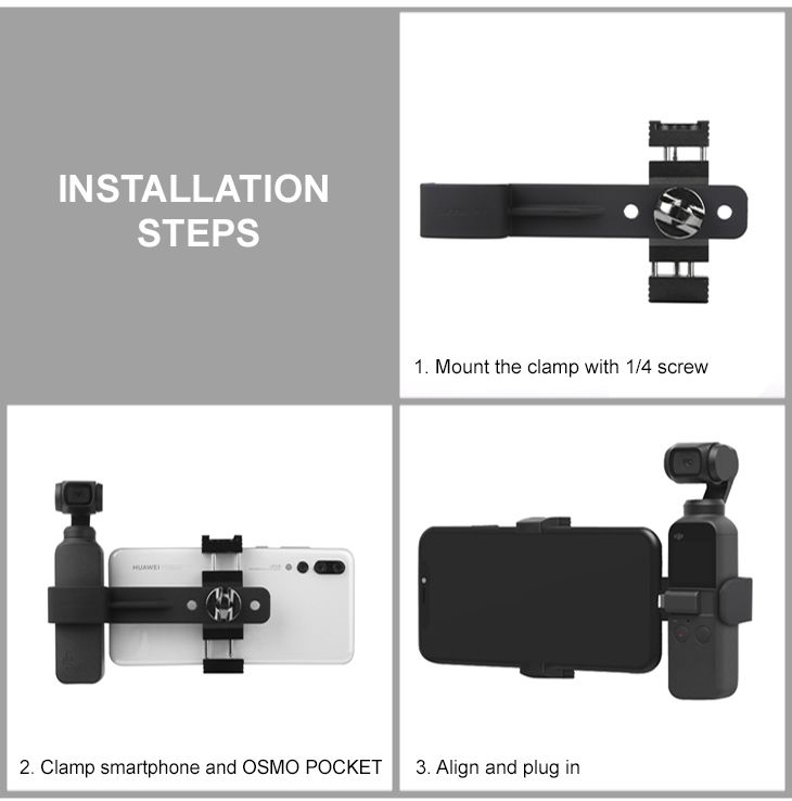 Sunnylife Metal Smartphone Fixing Clamp + Tripod for DJI Pocket 2 / Osmo Pocket