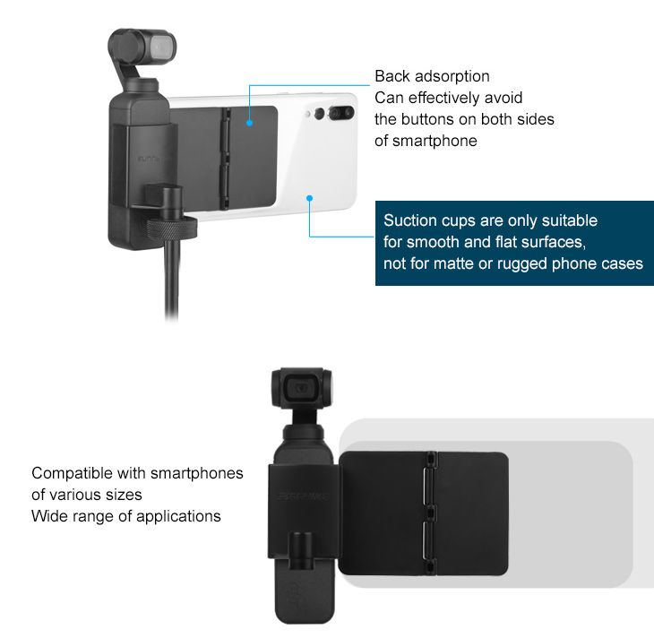 Sunnylife Smartphone Suction Cup Bracket + Tripod for Pocket 2 / Osmo Pocket