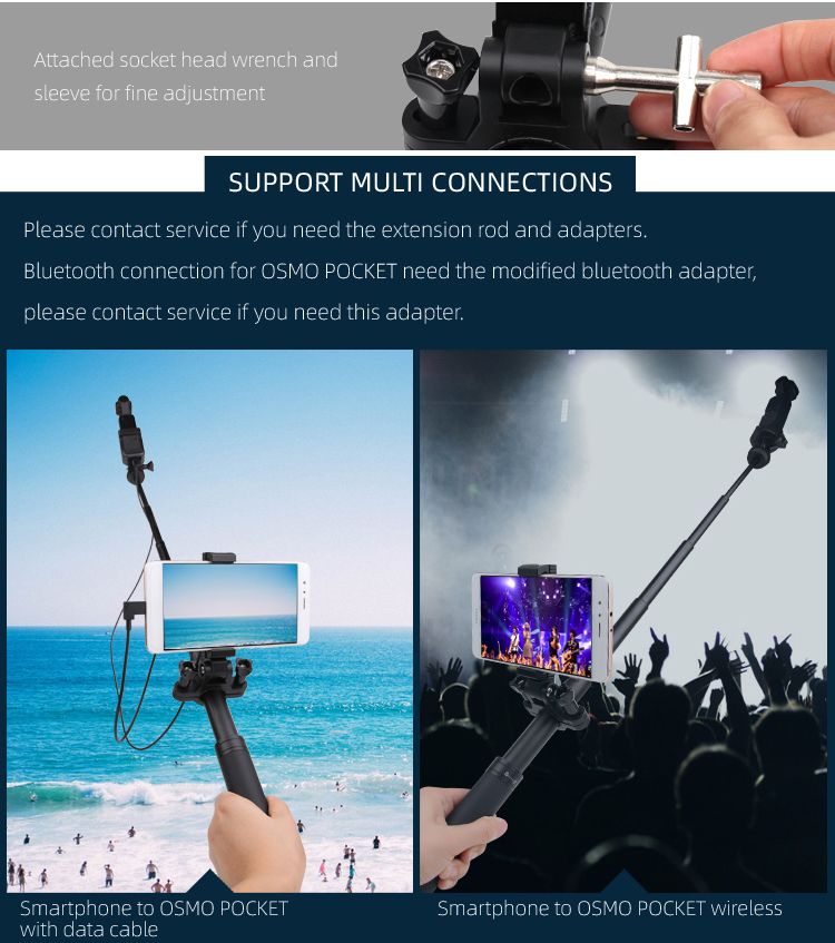 Sunnylife Smartphone Holder/Bracket for Action Camera Extension Rod