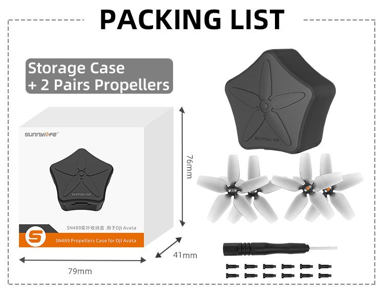 Sunnylife 2925S Grey Propellers + Storage Box for DJI Avata (2 Pairs Propellers)