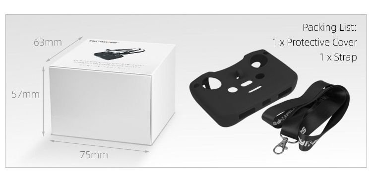 Sunnylife Silicone Protective Cover with Strap for Mini 2 / Mavic Air 2 Remote Controller (Black)