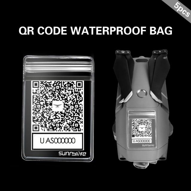 Sunnylife 5pcs Waterproof Protective Bag + Sticker for Drone QR Code