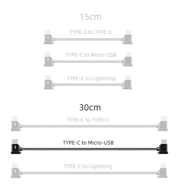 Sunnylife 1Pcs 30cm TYPE-C to Micro-USB Data Cable