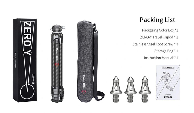 Ulanzi Zero-Y Carbon Fiber Lightweight Travel Tripod